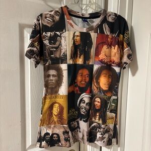 Vintage Rare Graphic T-Shirt of Bob Marley Picture Collage Size Large Unisex